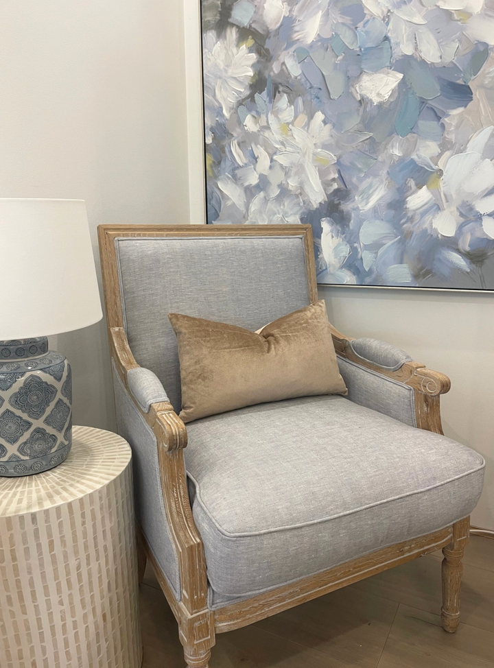 Trent Oak And Linen Upholstered Arm Chair