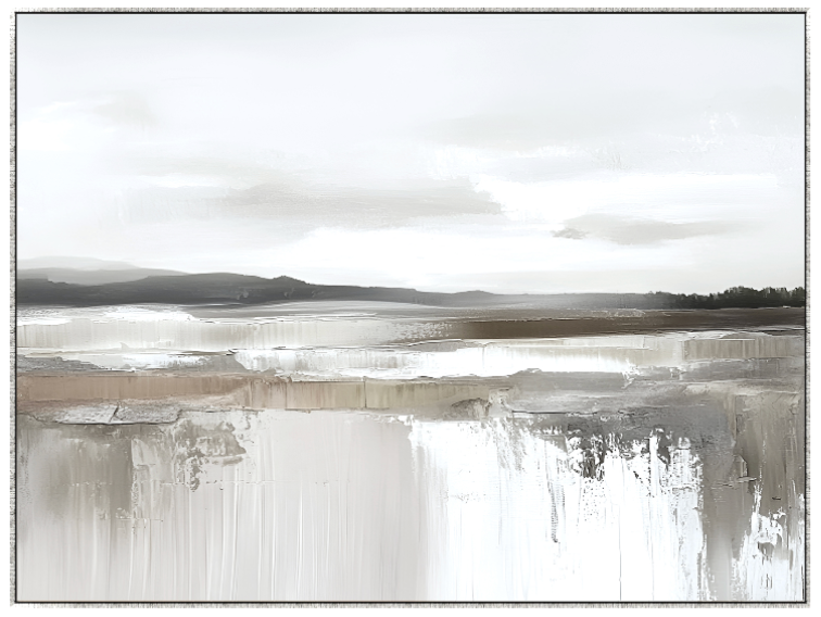 Quiet Shore Canvas in Antique Silver Frame