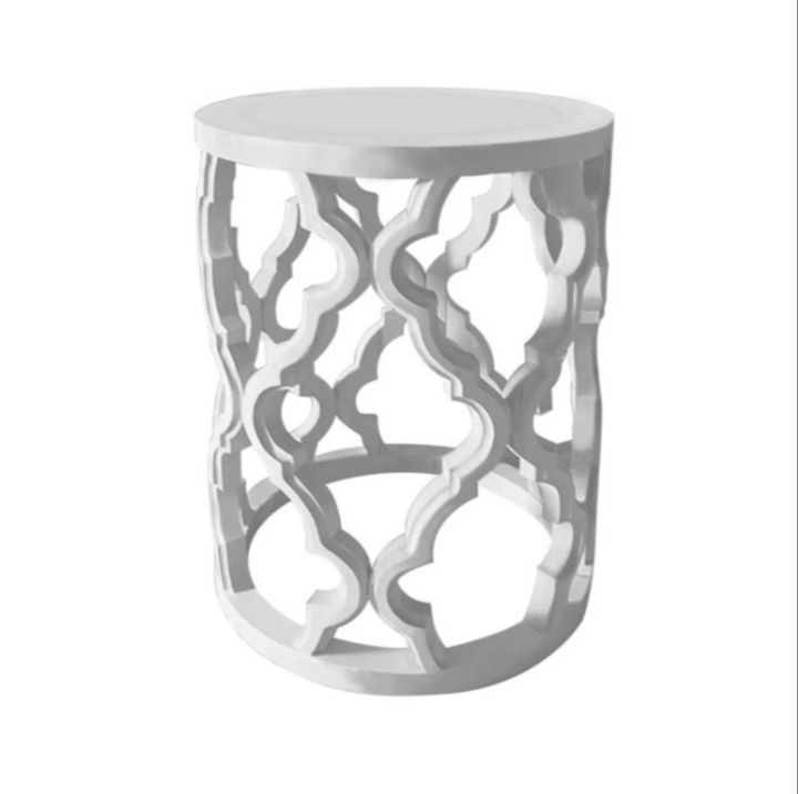 Sahara Round White Stool