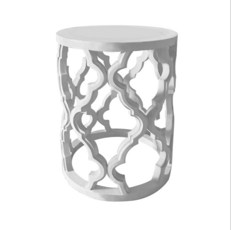 Sahara Round White Stool