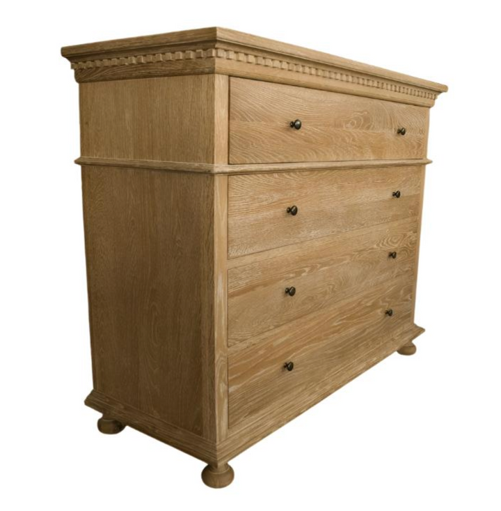 Regency Four Drawer Chest Whitewash Oak 120cm wide x 50cm deep x 108cm high
