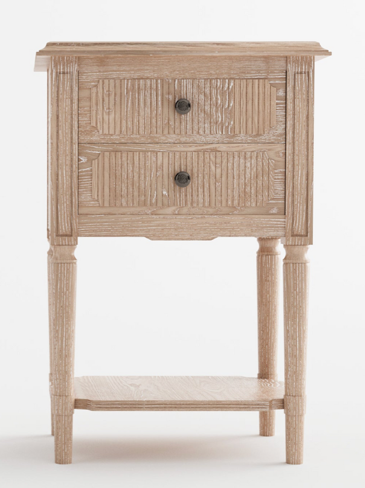 Clementine Small Bedside Table Whitewash Oak