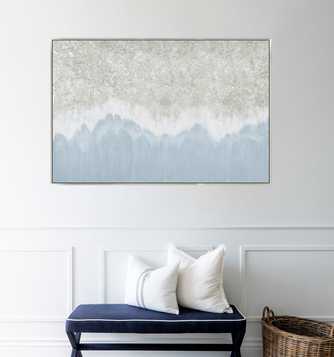 Surf Break Landscape Extra Large Canvas In Antique Silver Frame