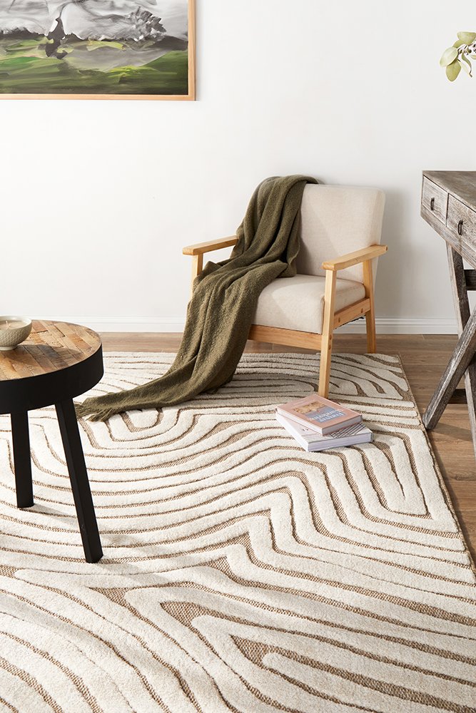 Tessa Textured Beige Rectangle Rug