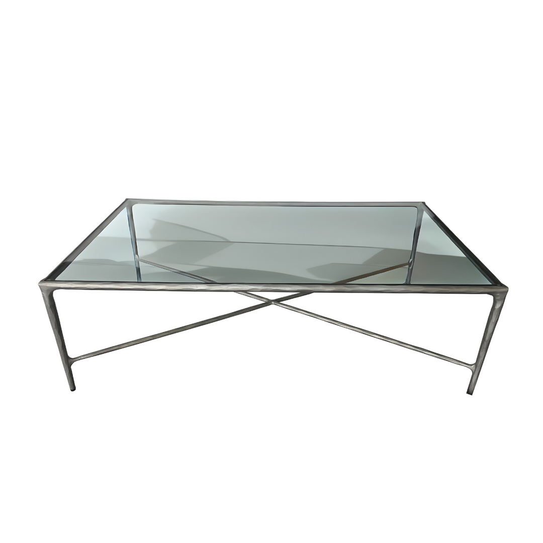 Soho Forged Silver Rectangular Coffee Table With Glass Top