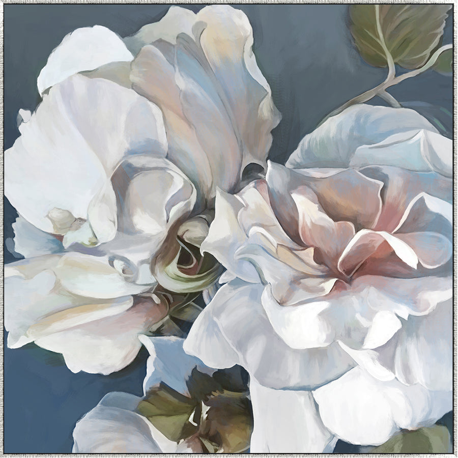 Pastel Petals Canvas In Antique Silver Frame