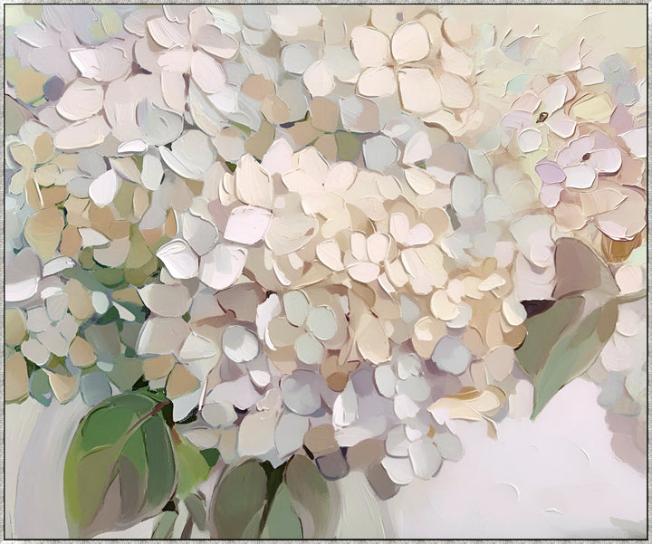 Blush Hydrangea Canvas In Antique Silver Frame