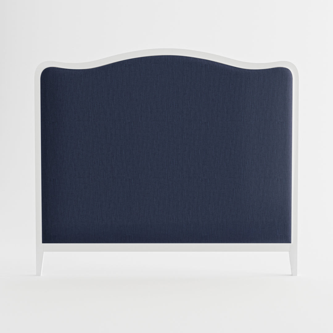 Isabelle French Provincial Curved Bedhead-PREORDER Satin White Navy