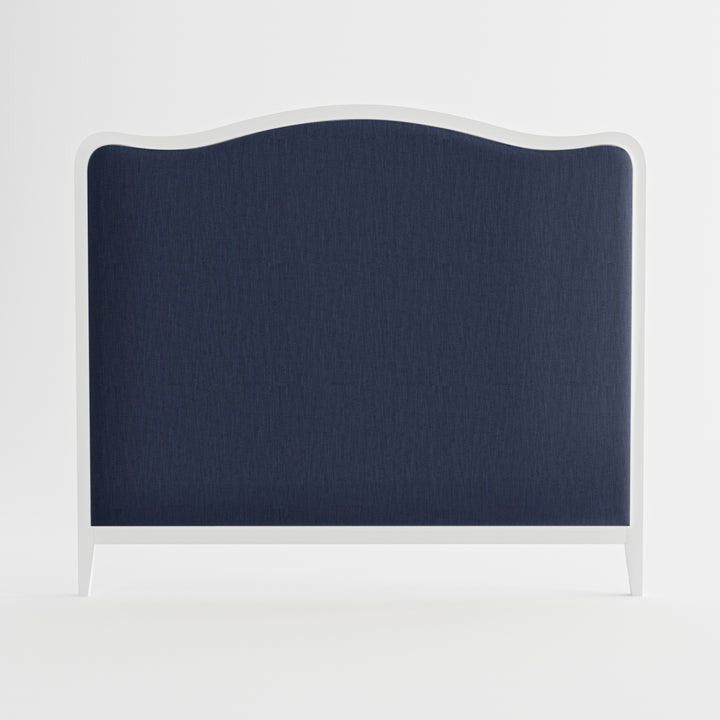 Isabelle French Provincial Curved Bedhead-PREORDER Satin White Navy