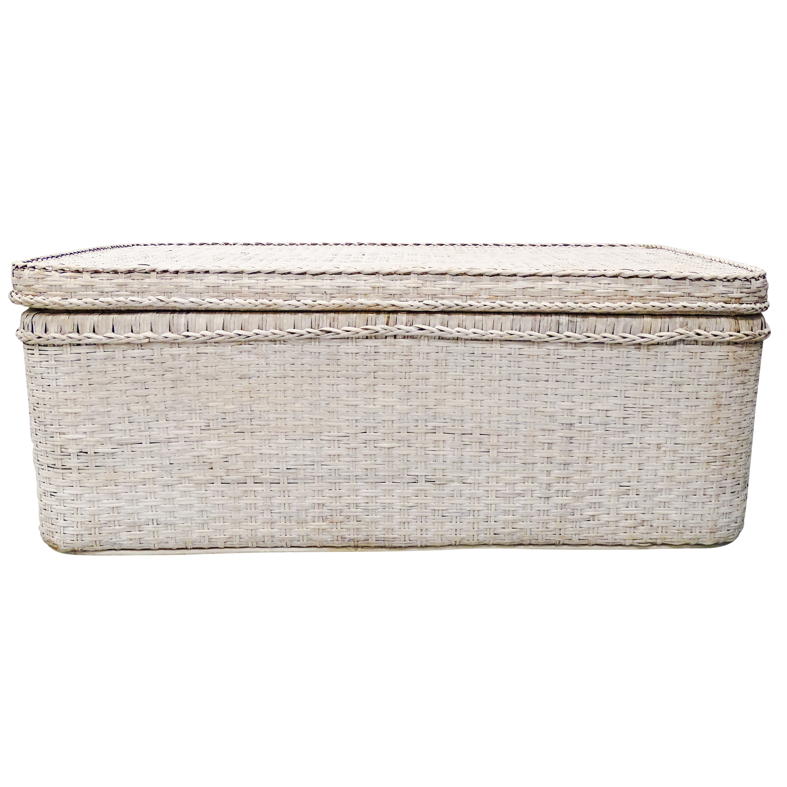 Verandah Rattan 120cm Storage Coffee Table, White Wash