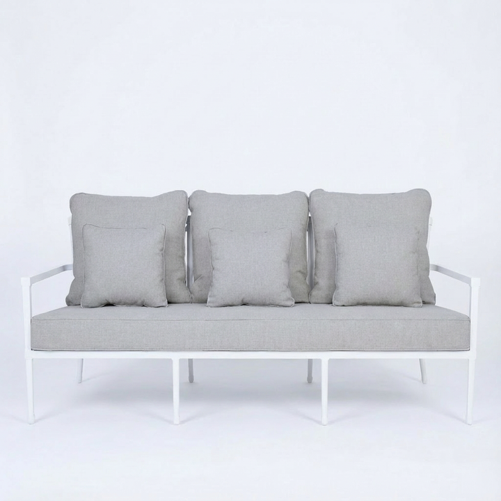 Amalfi Outdoor White 3 Seater Lounge Oatmeal