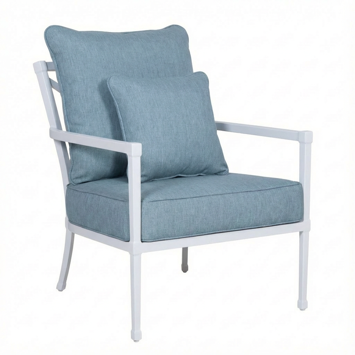 Amalfi White Outdoor Armchair Duck Egg Blue
