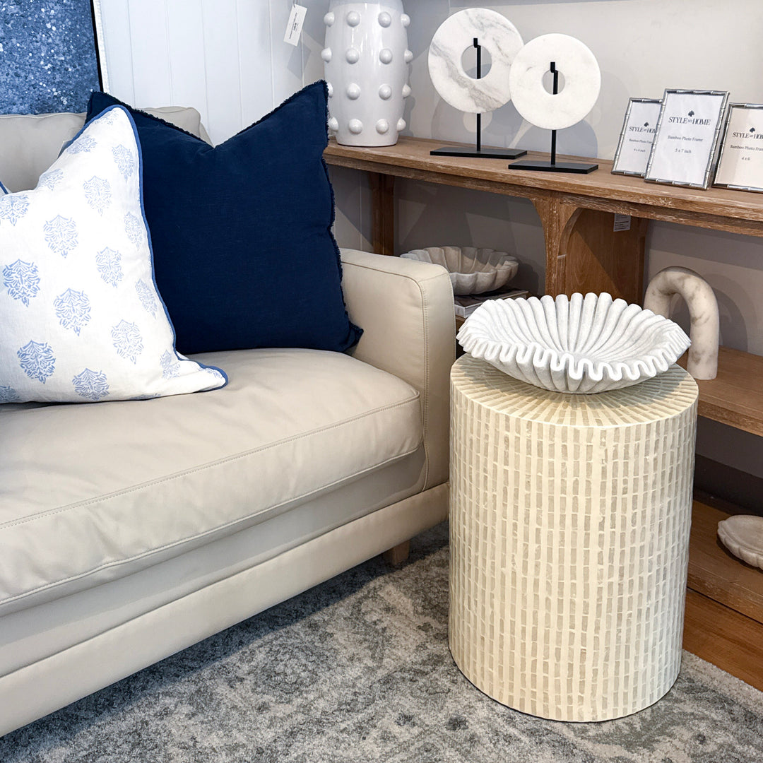 Tile Mother Of Pearl Round Side Table