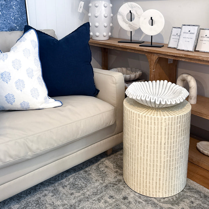 Tile Mother Of Pearl Round Side Table