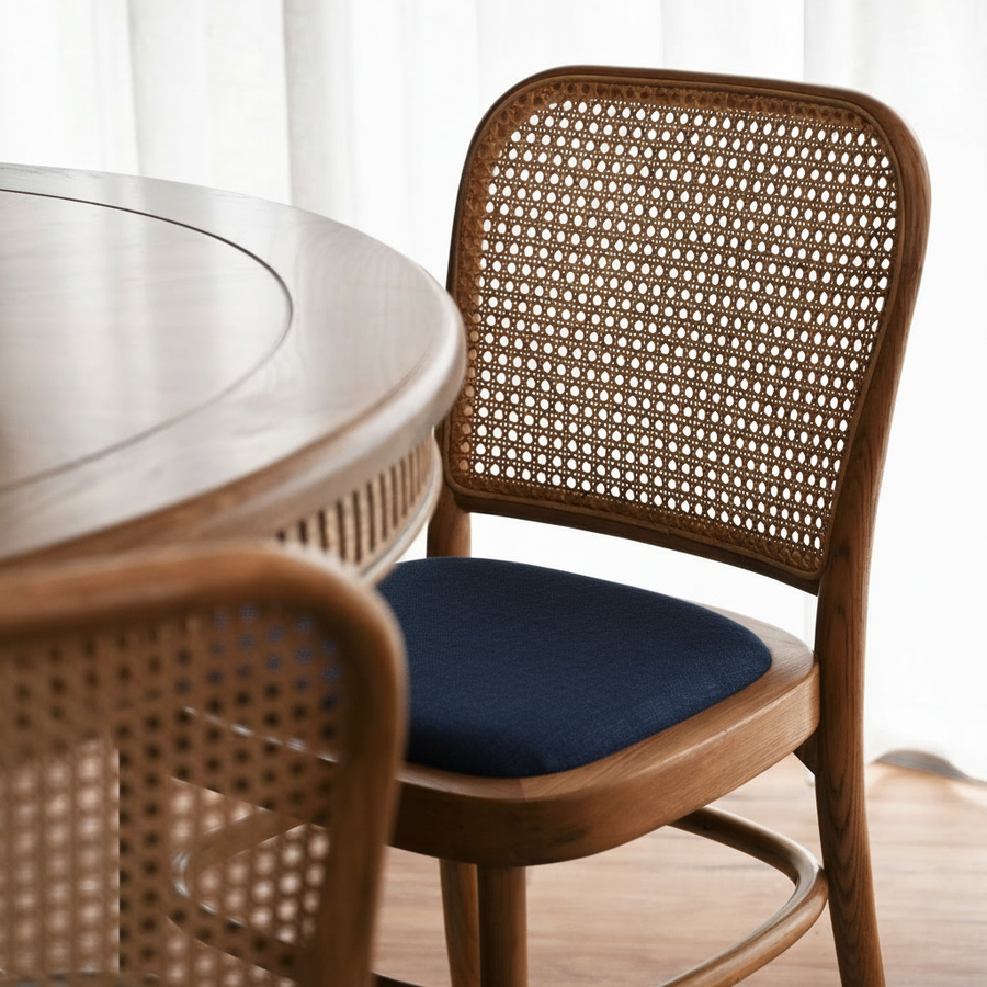 Riviera Natural Oak and Linen Dining Chair- Smaller Size