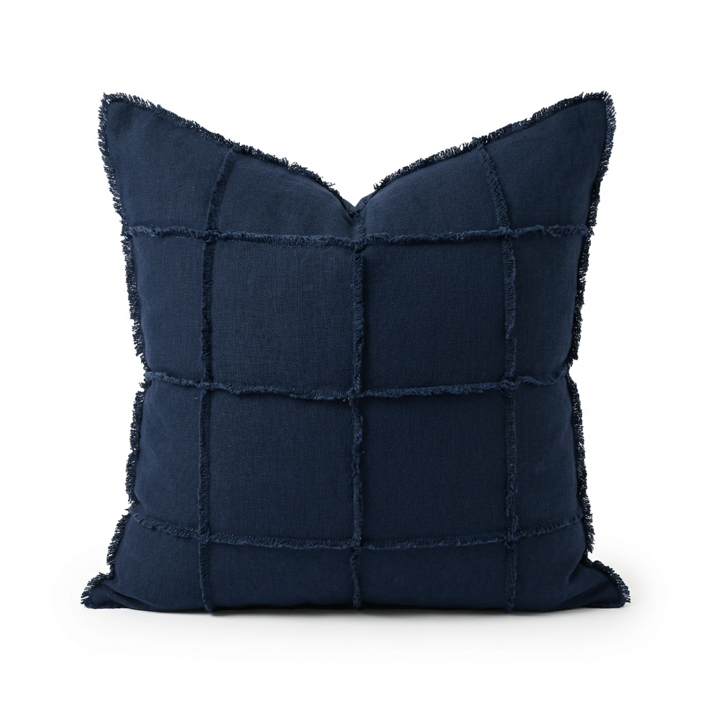 Lucia Navy Square Blue Linen Cushion