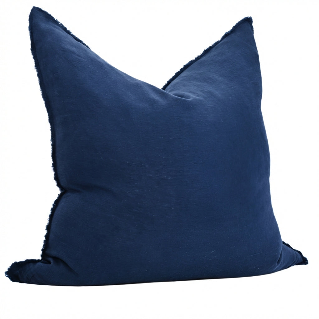Heather Navy Blue Square Linen Cushion