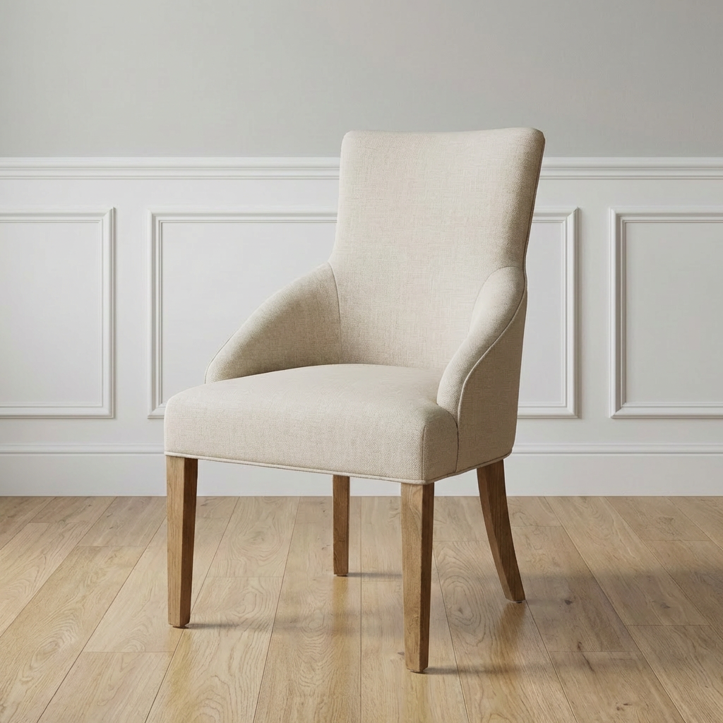 Leopold Plain-Back Upholstered Linen Dining Chair Oatmeal