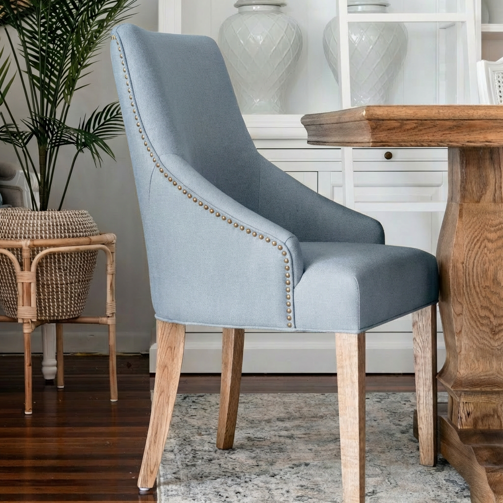 Leopold Plain-Back Upholstered Linen Dining Chair