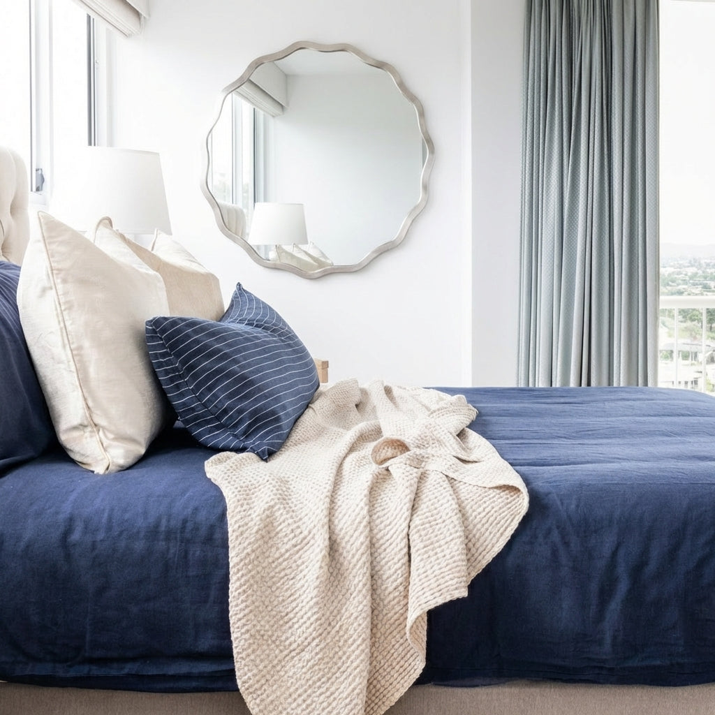 Wave Silver Round Mirror