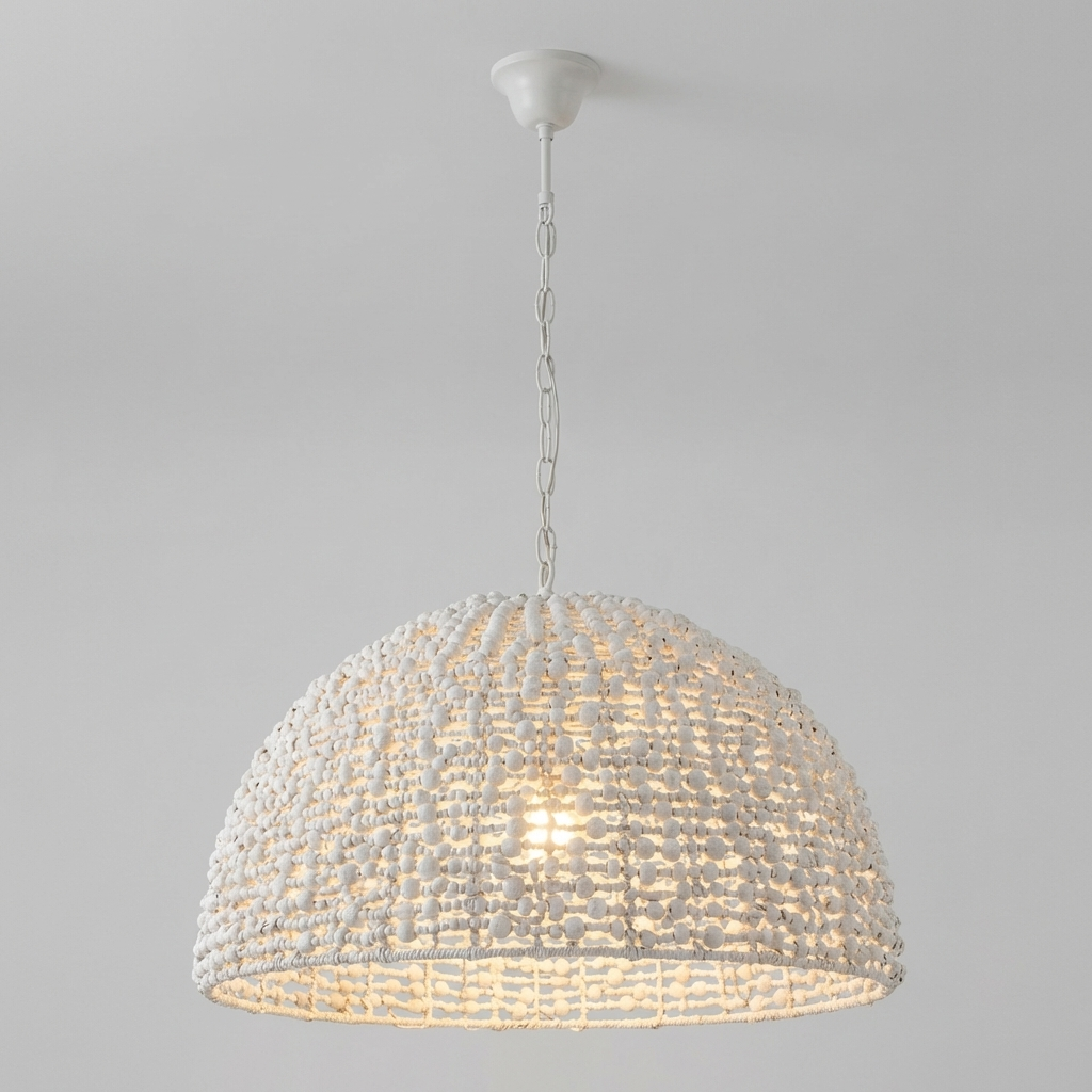 Sienna Dome Shaped Beaded White Chandelier