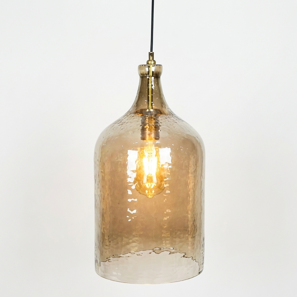 Amber Gold Lustre And Brass Pendant