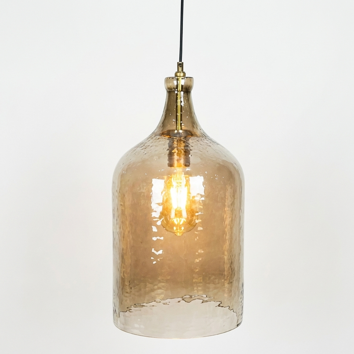 Amber Gold Lustre And Brass Pendant