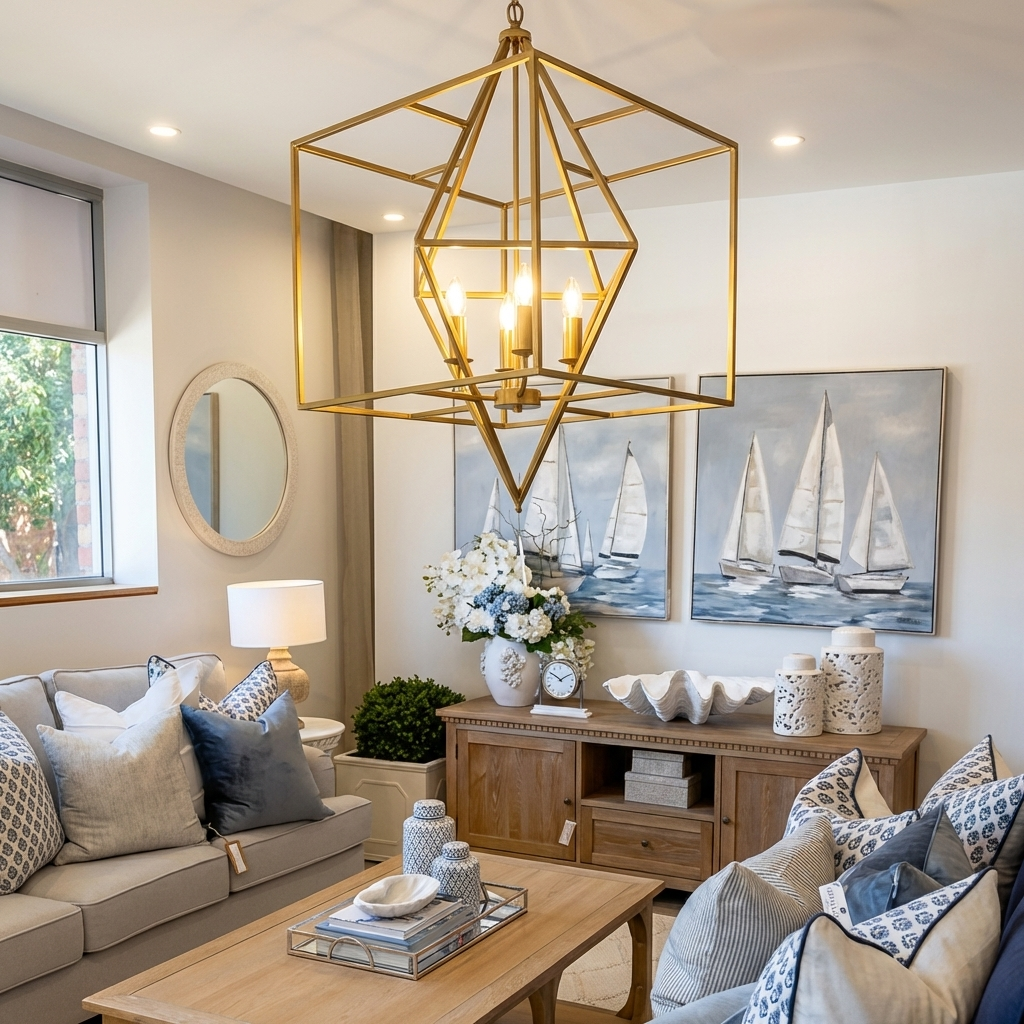 Hamilton Multi Light Statement Brass Pendant