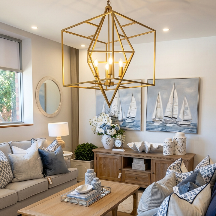 Hamilton Multi Light Statement Brass Pendant