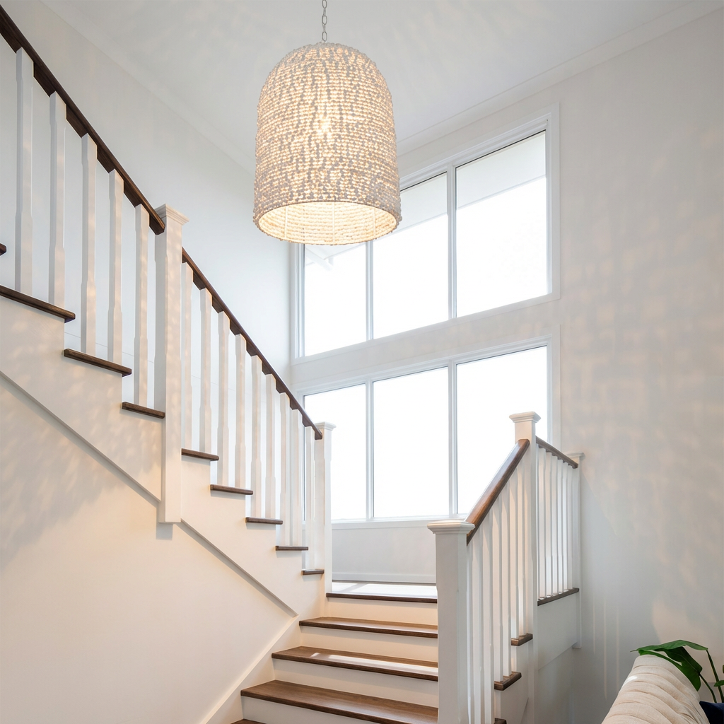 Sienna Bell Shaped Beaded White Chandelier