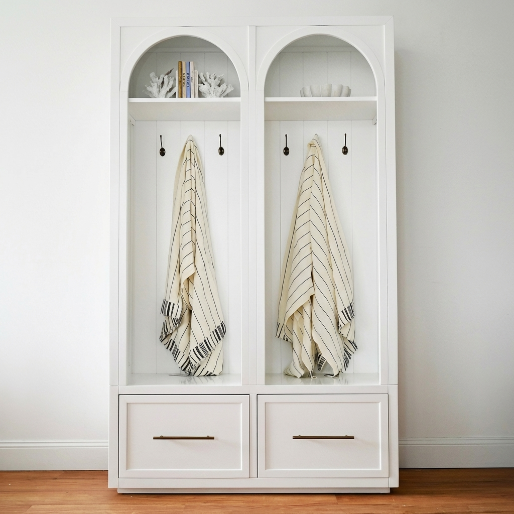 Arch Double Bay Locker Cabinet – Satin White | Style My Home