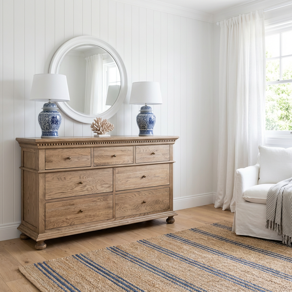Regency Seven Drawer Chest Of Drawers Whitewash Oak
