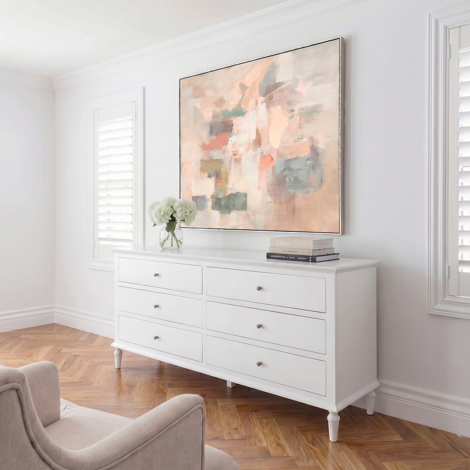 Blush Canvas in Silver Frame