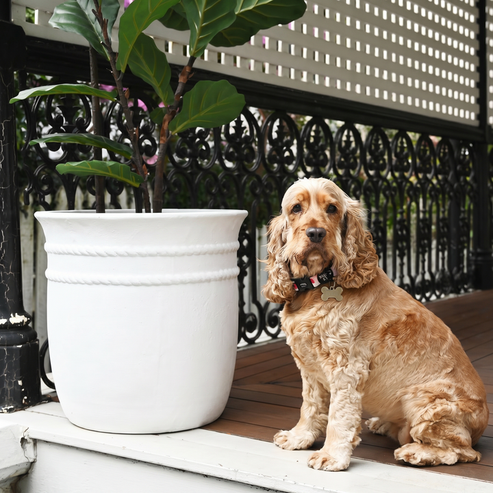 Positano Round White Fibre Clay Planter