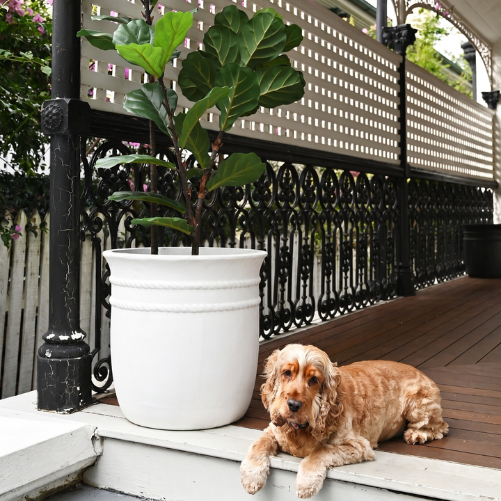 Positano Round White Fibre Clay Planter
