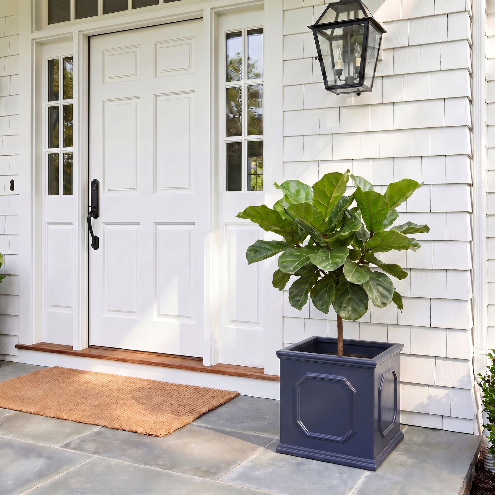 Sorrento Black Square Fibre Clay Planter Box