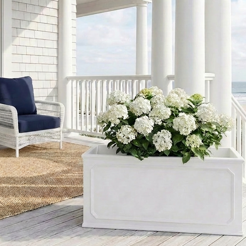 Sorrento' White Rectangle Fibre Clay Planter Box