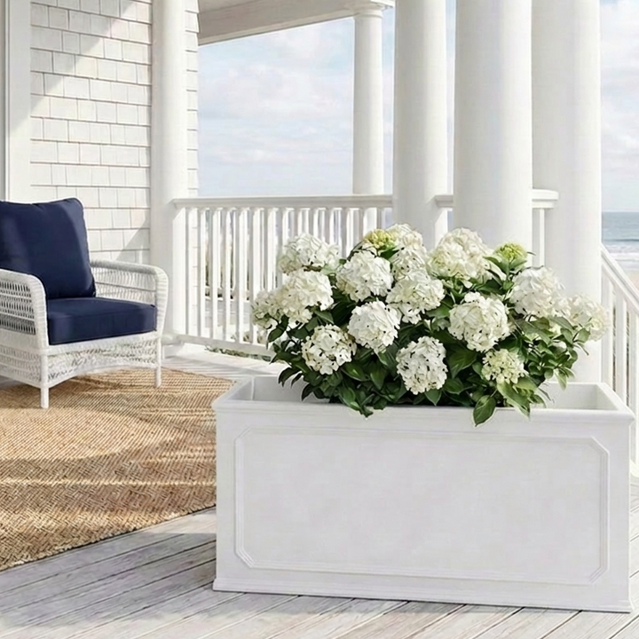 Sorrento' White Rectangle Fibre Clay Planter Box