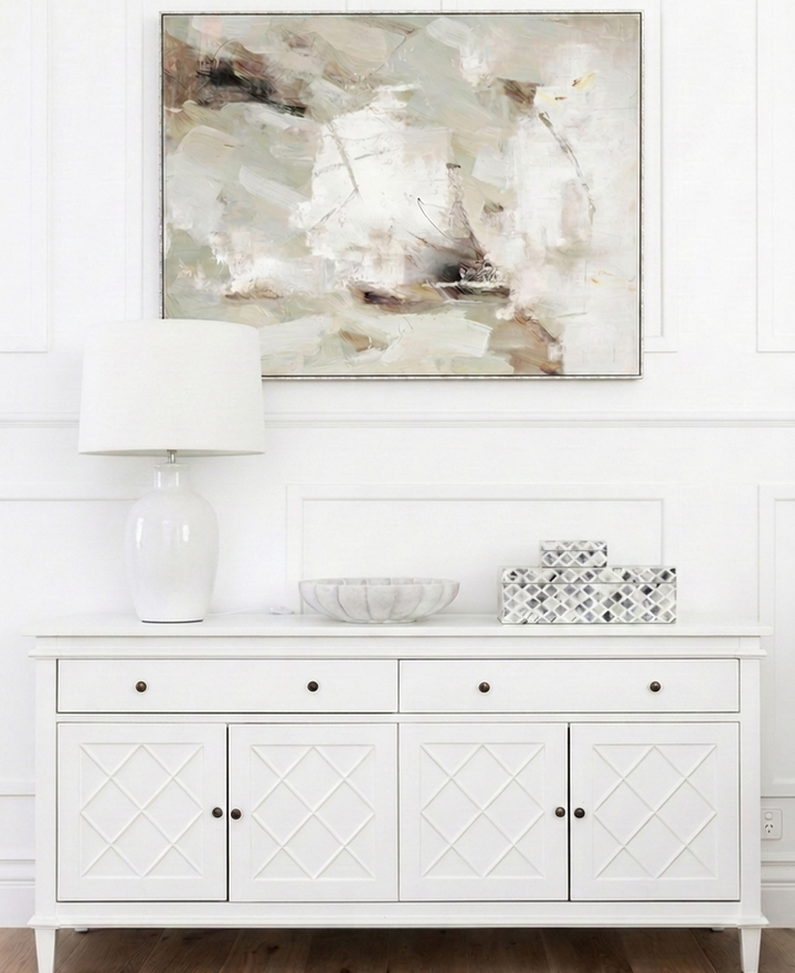 Sage and Stone Canvas in Silver Frame