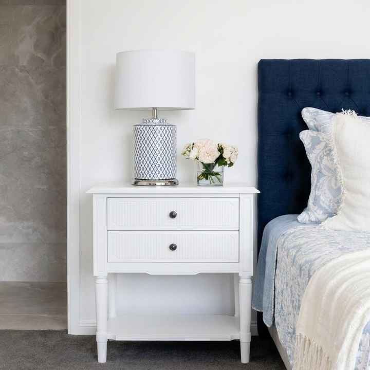 Clementine Medium Bedside Table Satin White