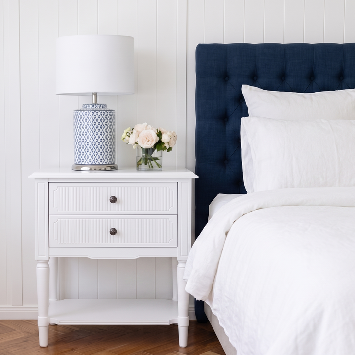 Clementine Medium Bedside Table Satin White