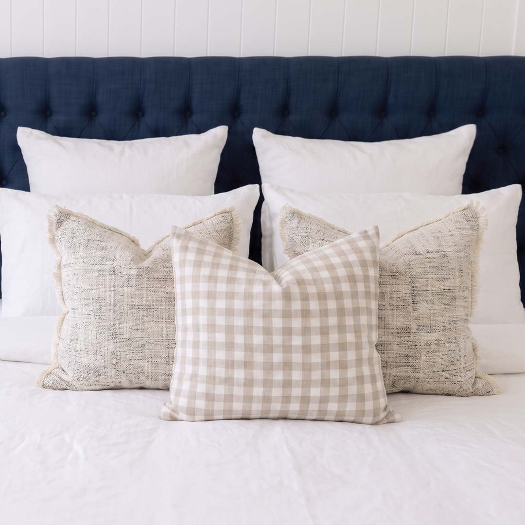 Gingham Linen Square Cushion