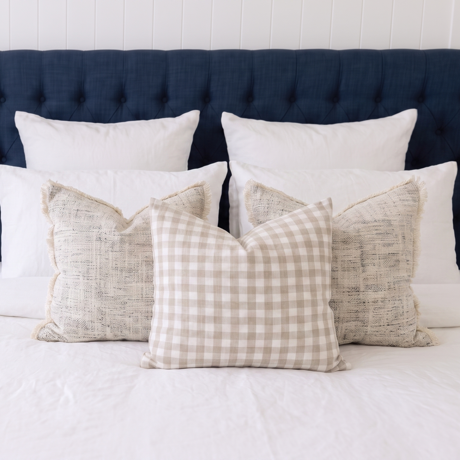 Gingham Linen Square Cushion