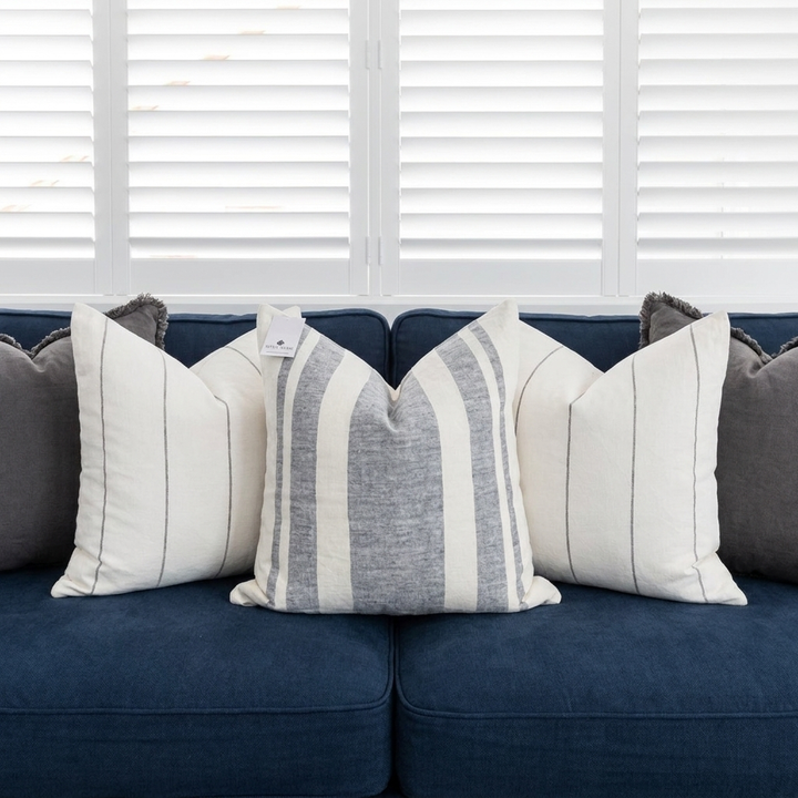 Nautical Stripe Linen Square Cushion