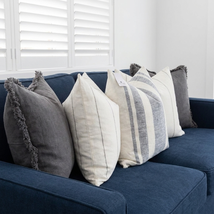 Nautical Stripe Linen Square Cushion