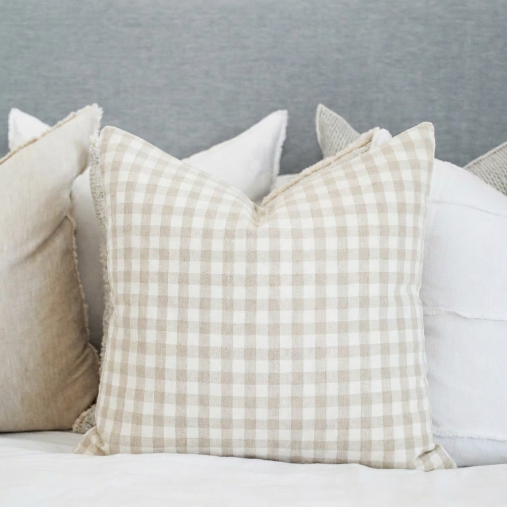 Gingham Linen Square Cushion