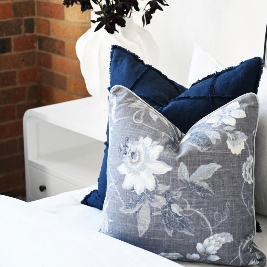 Midnight Blossom Square Cushion