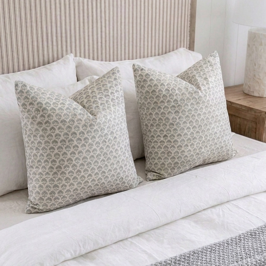 Botanical Motif Square Cushion