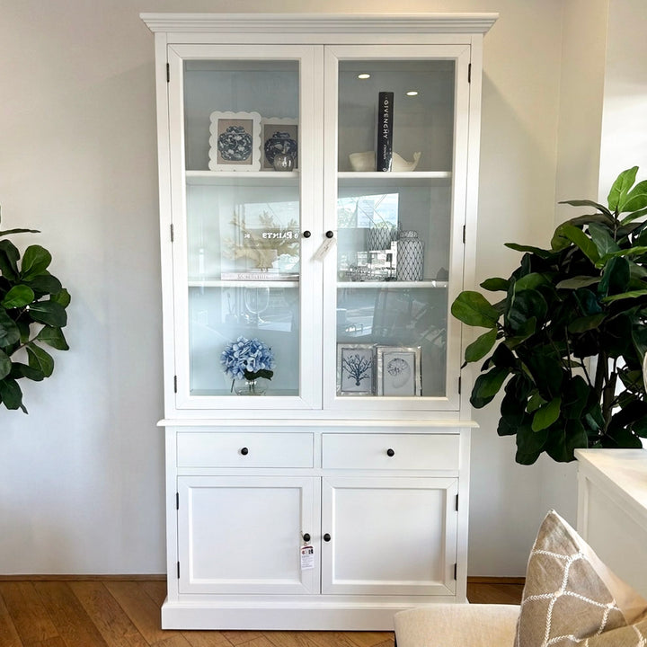 Audrey Medium Glass Display Cabinet Satin White