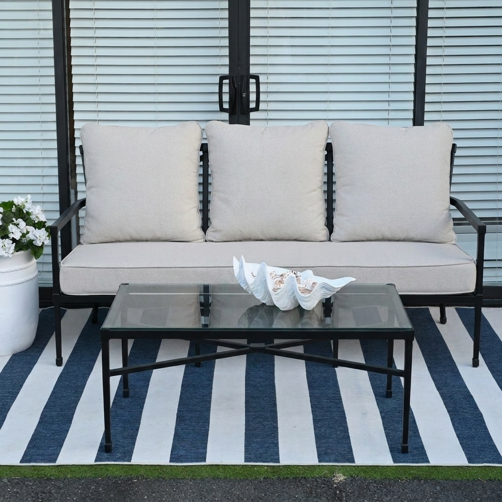 Amalfi Outdoor Black 3 Seater Lounge